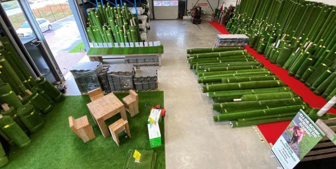 kunstgras snijden showroom